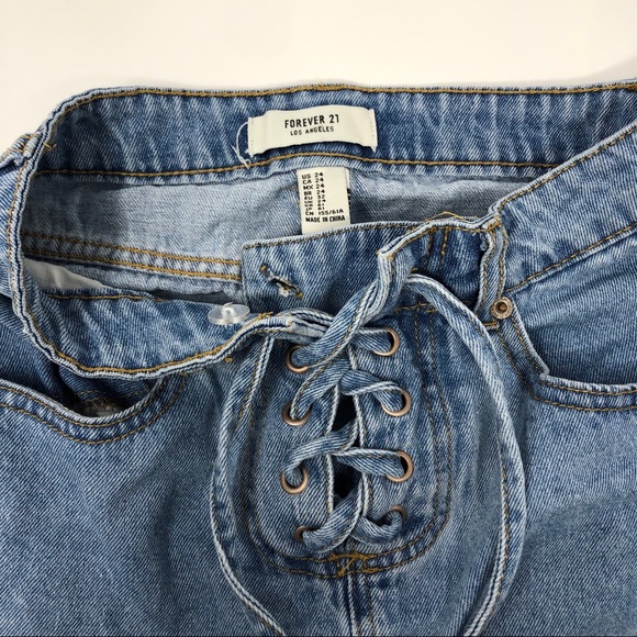 Forever 21 lace-up denim mini skirt - Picture 4 of 4